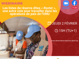 Webinaire : Les listes de réserve dites « Roster », une autre voie pour travailler dans les opérations de paix de l’ONU – 2 février 2023 – 15h
