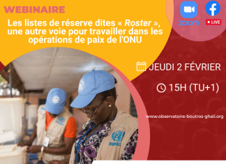 Webinaire : Les listes de réserve dites « Roster », une autre voie pour travailler dans les opérations de paix de l’ONU – 2 février 2023 – 15h