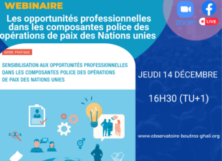 Webinaire – Les opportunités professionnelles dans les composantes police des opérations de paix des Nations unies – 14 décembre – 16h30