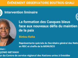 Vidéo : Intervention principale par la RSSG Bintou Keita pour le séminaire de l’Observatoire Boutros-Ghali à Entebbe