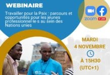 Webinaire – Travailler pour la Paix : parcours et opportunités pour les jeunes professionnel·le·s au sein des Nations unies