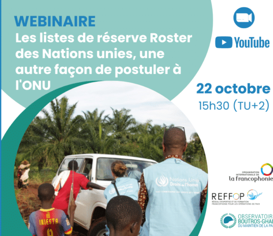 Webinaire – Les listes de réserve Roster des Nations unies, une autre façon de postuler à l’ONU