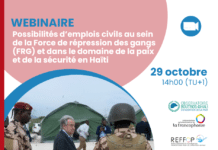 Webinaire – Possibilités d’emplois civils au sein de la Force de répression des gangs (FRG) et dans le domaine de la paix et de la sécurité en Haïti